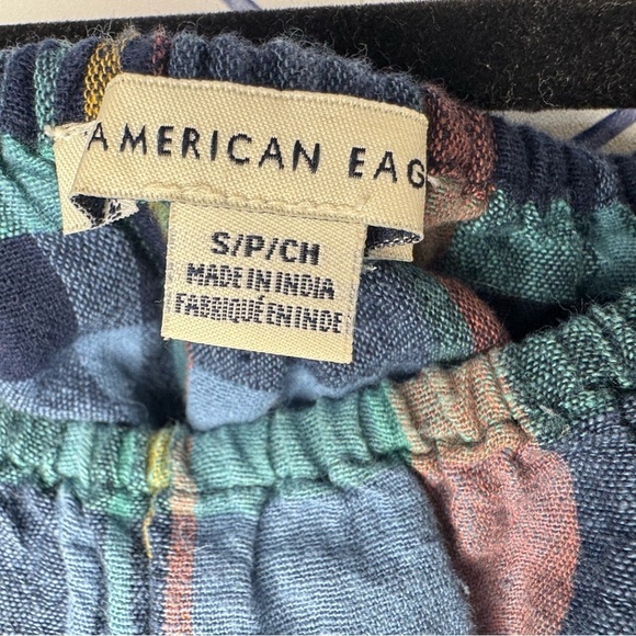 American Eagle Blue Linen Blend Crop Top Size Small - Picture 3 of 6